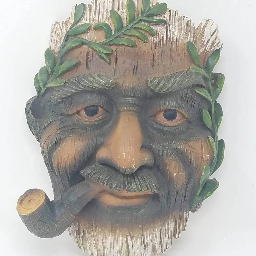 Vtg resin roman‎ man face smoking pipe wall decor man cave